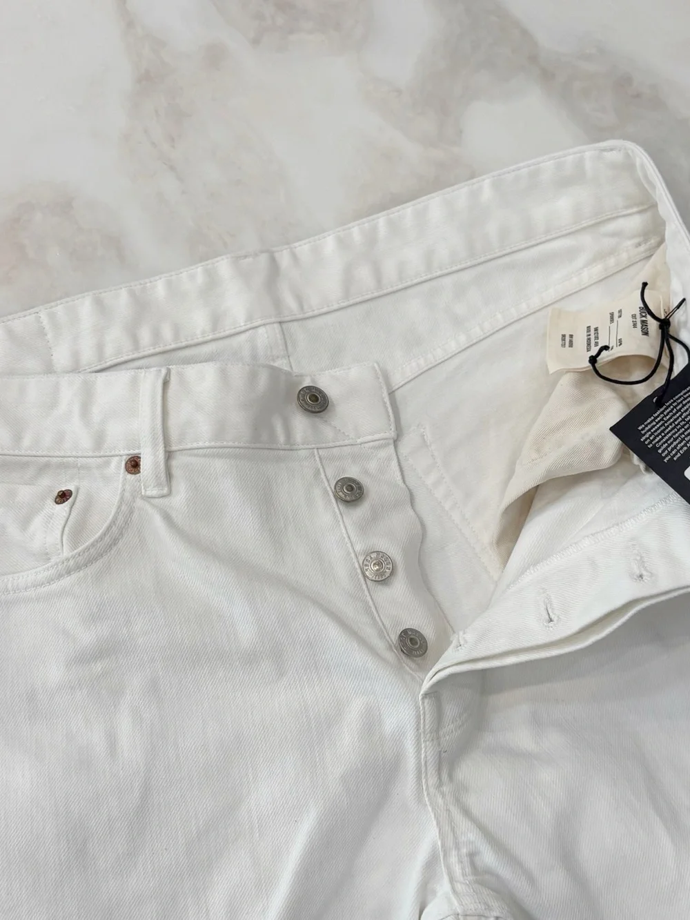 Buck Mason Men’s Ford Standard Fit Denim Jean Size 33x34 White New